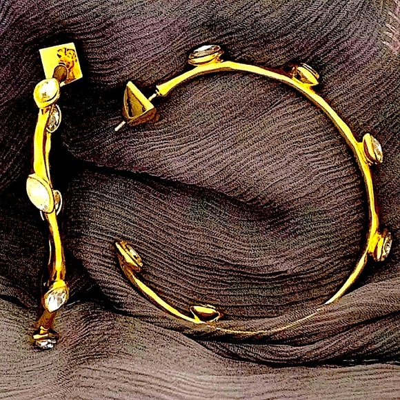 ALEXIS BITTAR Navette Crystal Post Hoop Earrings in Gold - Picture 6 of 9